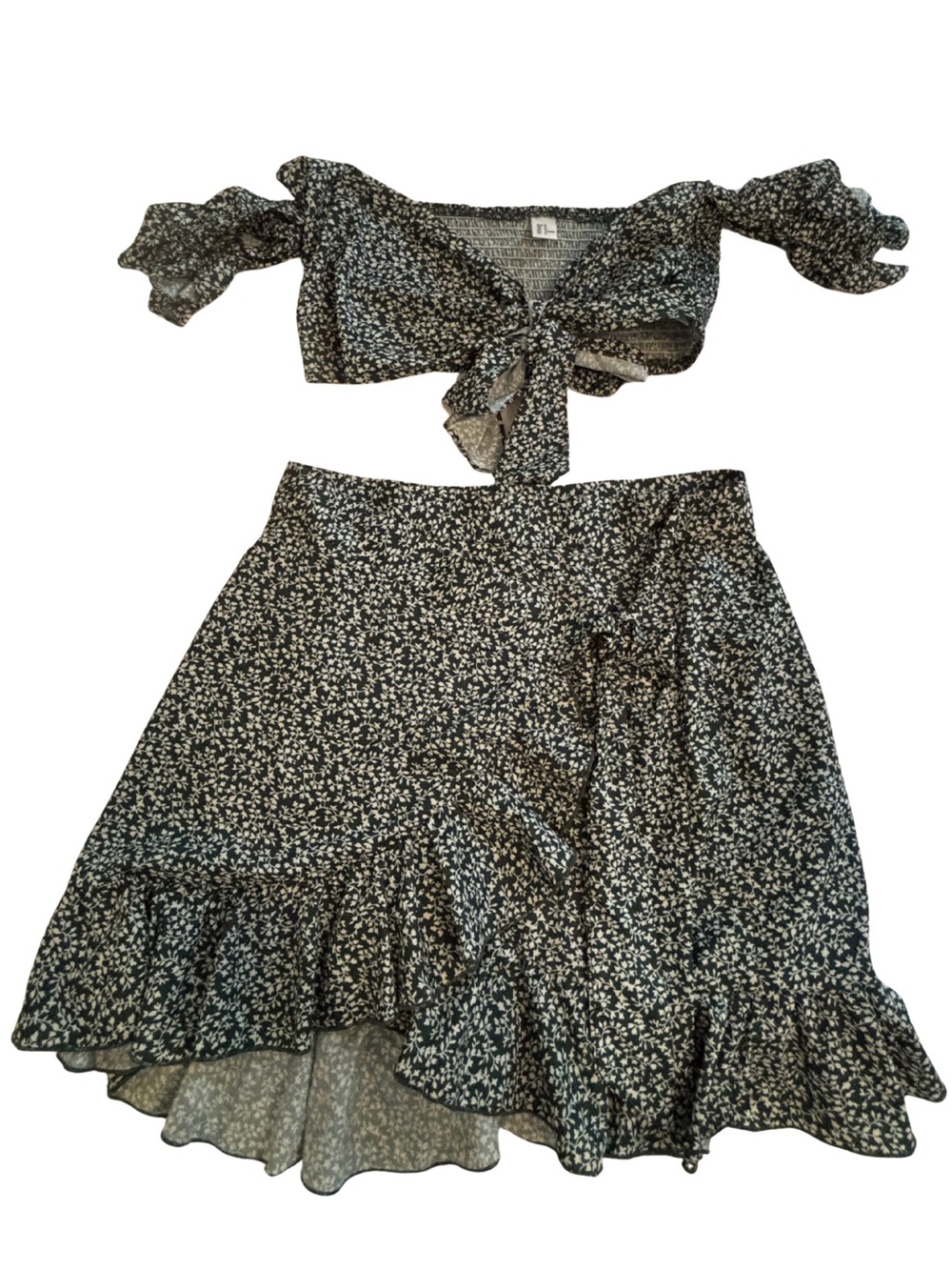 Green Medium floral top and skirt set